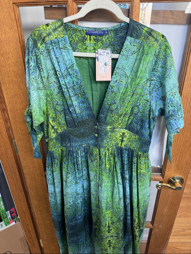 Ro’s Garden Nwt Green & Teal Paisley Maxi Dress Size Xl